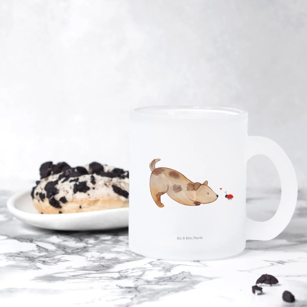 Teetasse Hund Marienkäfer Teetasse, Teeglas, Teebecher, Tasse mit Henkel, Tasse, Glas Teetasse, Teetasse aus Glas, Hund, Hundemotiv, Haustier, Hunderasse, Tierliebhaber, Hundebesitzer, Sprüche, Hunde, Hundespruch, Marienkäfer, Mischling, Mischlinghund