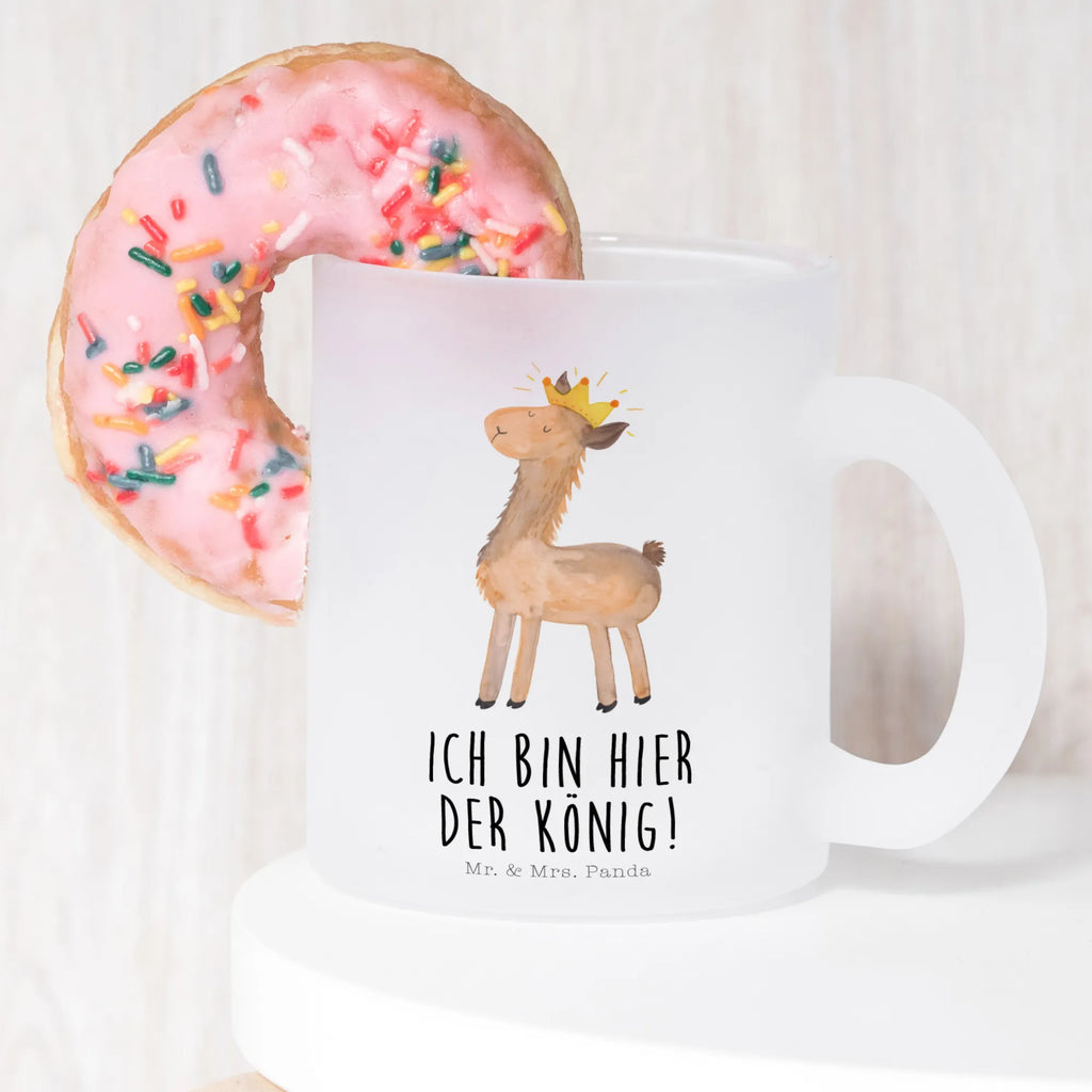 Teetasse Lama König Teetasse, Teeglas, Teebecher, Tasse mit Henkel, Tasse, Glas Teetasse, Teetasse aus Glas, Lama, Alpaka, Lamas, König, Königin, Freundin, Mama, Papa, Büro Kollege, Kollegin, Chef, Vorgesetzter, Abi, Abitur