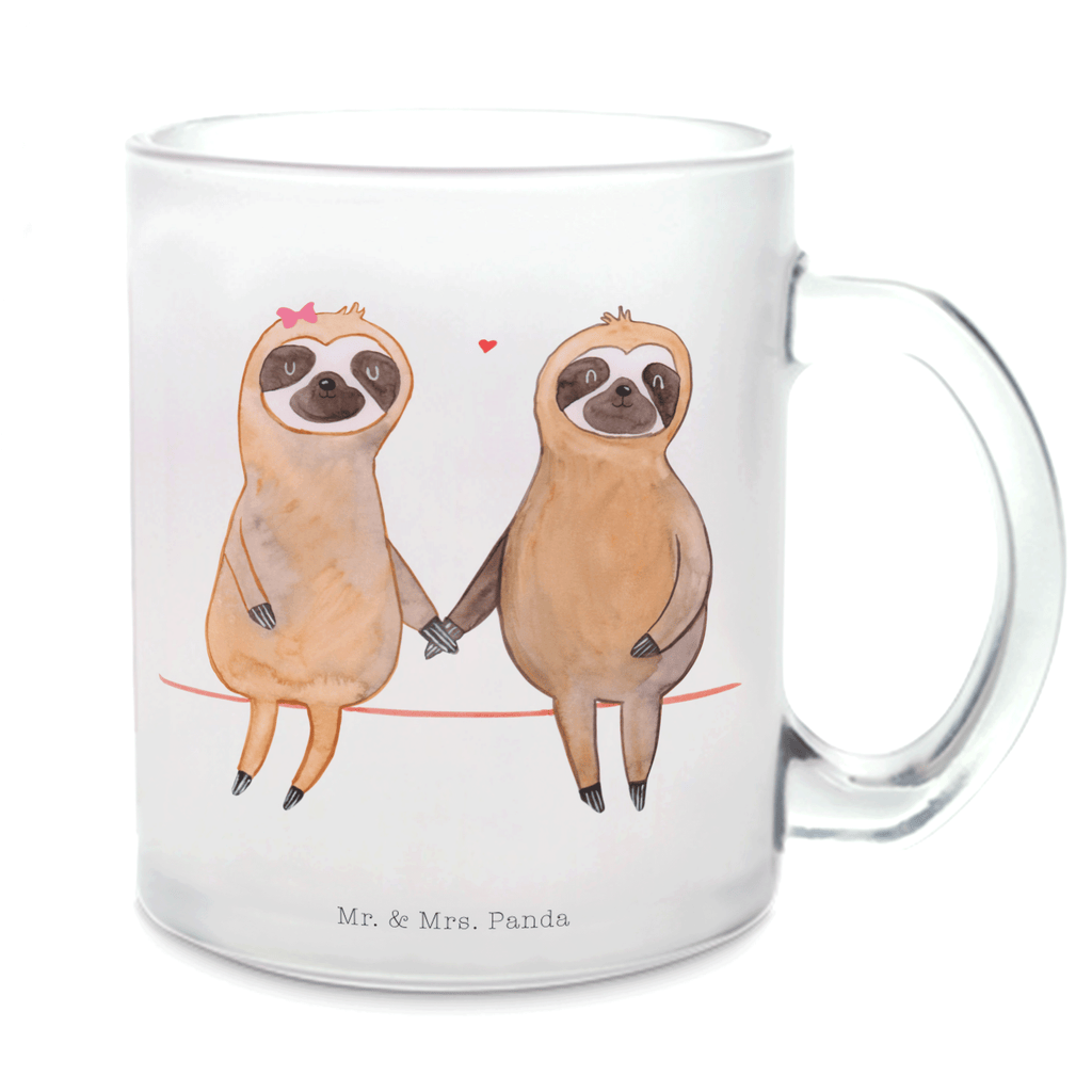 Teetasse Faultier Pärchen Teetasse, Teeglas, Teebecher, Tasse mit Henkel, Tasse, Glas Teetasse, Teetasse aus Glas, Faultier, Faultier Geschenk, Faultier Deko, Faultiere, faul, Lieblingstier, Liebe, Liebespaar, Faultierliebe, Faultierpärchen, verliebt, verlobt, gemeinsam, relaxen, Pärchen, Beziehung, Langsamkeit