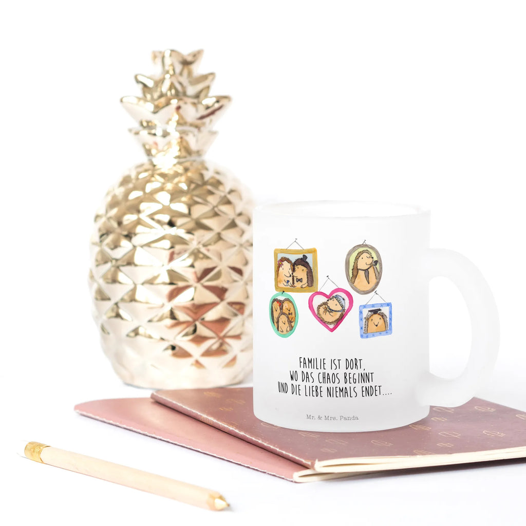 Teetasse Igel Familie Teetasse, Teeglas, Teebecher, Tasse mit Henkel, Tasse, Glas Teetasse, Teetasse aus Glas, Familie, Vatertag, Muttertag, Bruder, Schwester, Mama, Papa, Oma, Opa, Liebe, Igel, Bilder, Zusammenhalt, Glück