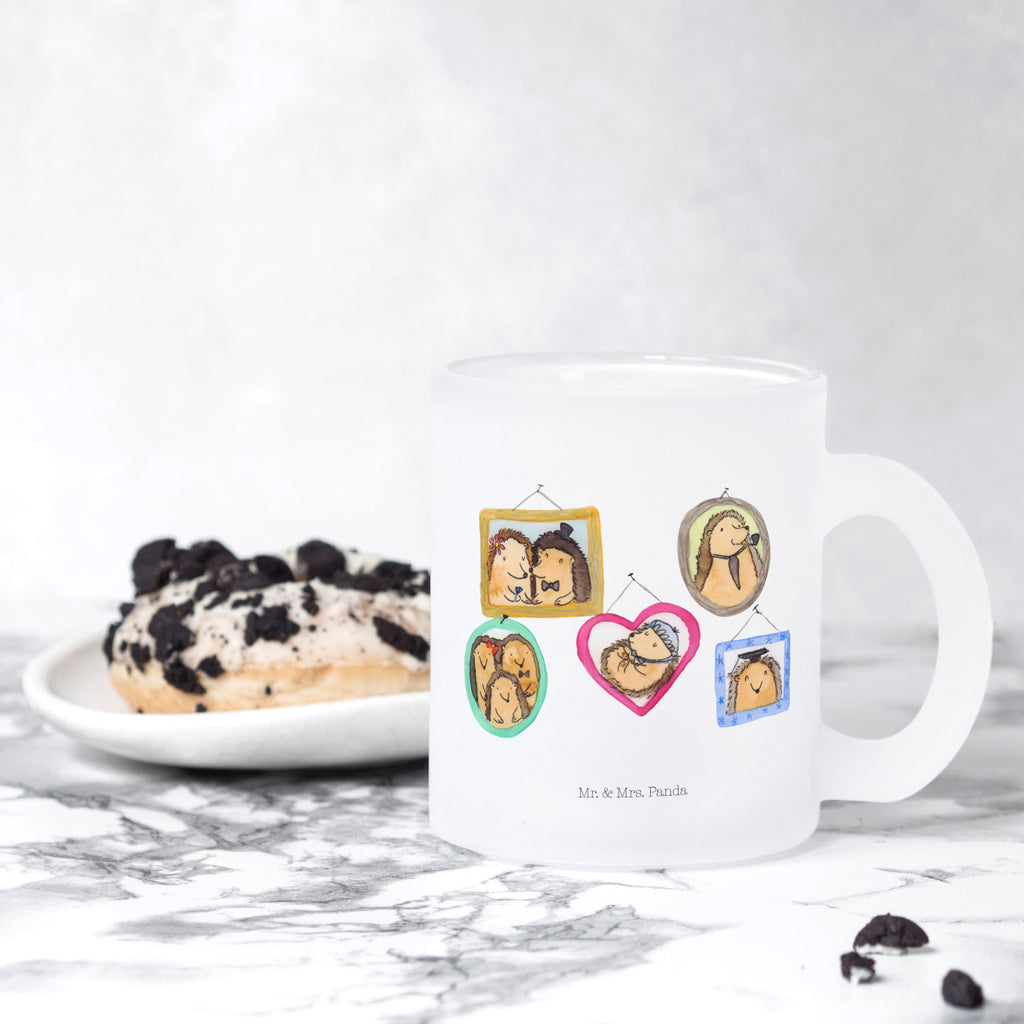 Teetasse Igel Familie Teetasse, Teeglas, Teebecher, Tasse mit Henkel, Tasse, Glas Teetasse, Teetasse aus Glas, Familie, Vatertag, Muttertag, Bruder, Schwester, Mama, Papa, Oma, Opa, Liebe, Igel, Bilder, Zusammenhalt, Glück