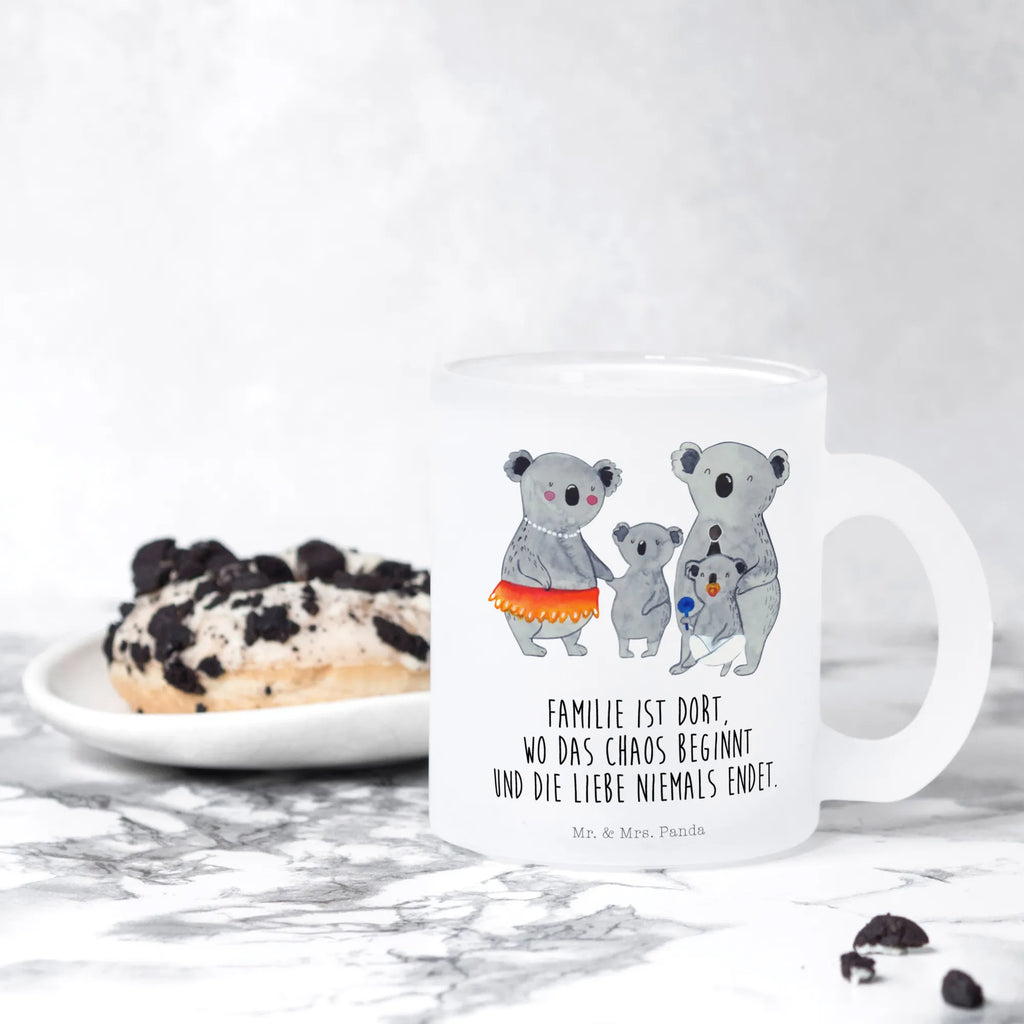 Teetasse Koala Familie Teetasse, Teeglas, Teebecher, Tasse mit Henkel, Tasse, Glas Teetasse, Teetasse aus Glas, Familie, Vatertag, Muttertag, Bruder, Schwester, Mama, Papa, Oma, Opa, Koala, Koalas, Family, Kinder, Geschwister, Familienleben