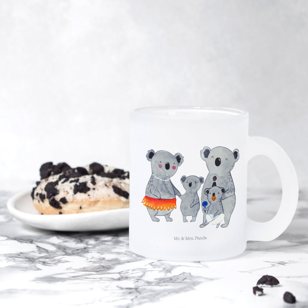 Teetasse Koala Familie Teetasse, Teeglas, Teebecher, Tasse mit Henkel, Tasse, Glas Teetasse, Teetasse aus Glas, Familie, Vatertag, Muttertag, Bruder, Schwester, Mama, Papa, Oma, Opa, Koala, Koalas, Family, Kinder, Geschwister, Familienleben