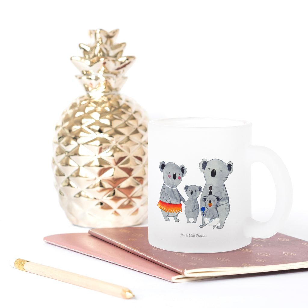 Teetasse Koala Familie Teetasse, Teeglas, Teebecher, Tasse mit Henkel, Tasse, Glas Teetasse, Teetasse aus Glas, Familie, Vatertag, Muttertag, Bruder, Schwester, Mama, Papa, Oma, Opa, Koala, Koalas, Family, Kinder, Geschwister, Familienleben