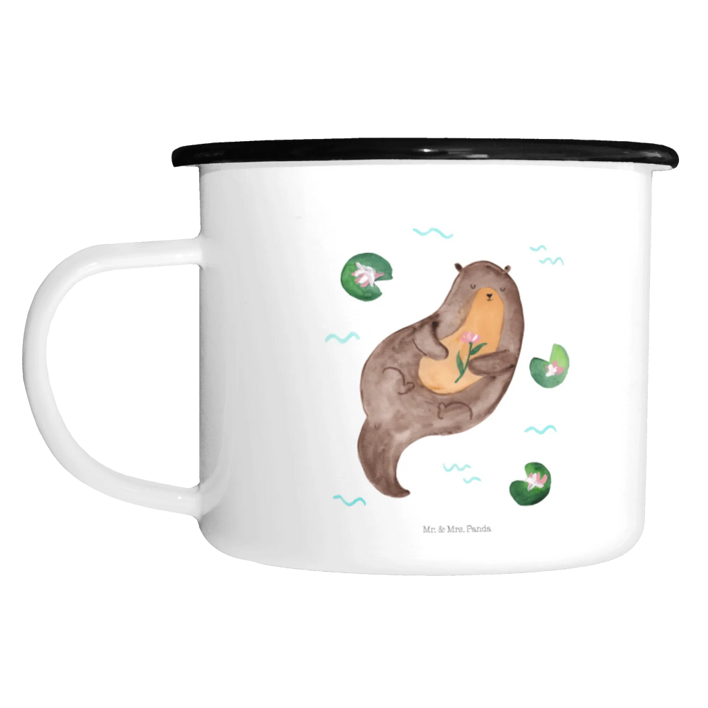 XL Emaille Tasse Otter mit Seerose XL Emaille Tasse, Metalltasse, Kaffeetasse, Tasse, Becher, Kaffeebecher, Camping, Campingbecher, Tassendruck, Metall-Tasse, Deko-Becher, emailliert, Outdoor Tasse, Trinkbecher, bruchsicher, Emaille-Optik, Motivtasse, Outdoor Kaffeetasse, Otter, Fischotter, Seeotter, Otter Seeotter See Otter