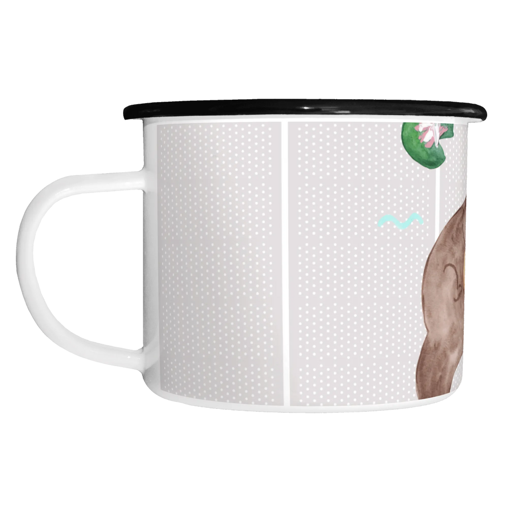 XL Emaille Tasse Otter mit Seerose XL Emaille Tasse, Metalltasse, Kaffeetasse, Tasse, Becher, Kaffeebecher, Camping, Campingbecher, Tassendruck, Metall-Tasse, Deko-Becher, emailliert, Outdoor Tasse, Trinkbecher, bruchsicher, Emaille-Optik, Motivtasse, Outdoor Kaffeetasse, Otter, Fischotter, Seeotter, Otter Seeotter See Otter