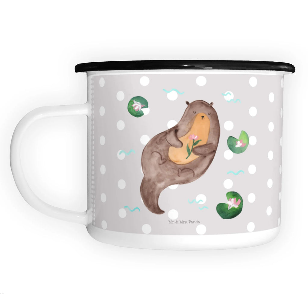 XL Emaille Tasse Otter mit Seerose XL Emaille Tasse, Metalltasse, Kaffeetasse, Tasse, Becher, Kaffeebecher, Camping, Campingbecher, Tassendruck, Metall-Tasse, Deko-Becher, emailliert, Outdoor Tasse, Trinkbecher, bruchsicher, Emaille-Optik, Motivtasse, Outdoor Kaffeetasse, Otter, Fischotter, Seeotter, Otter Seeotter See Otter