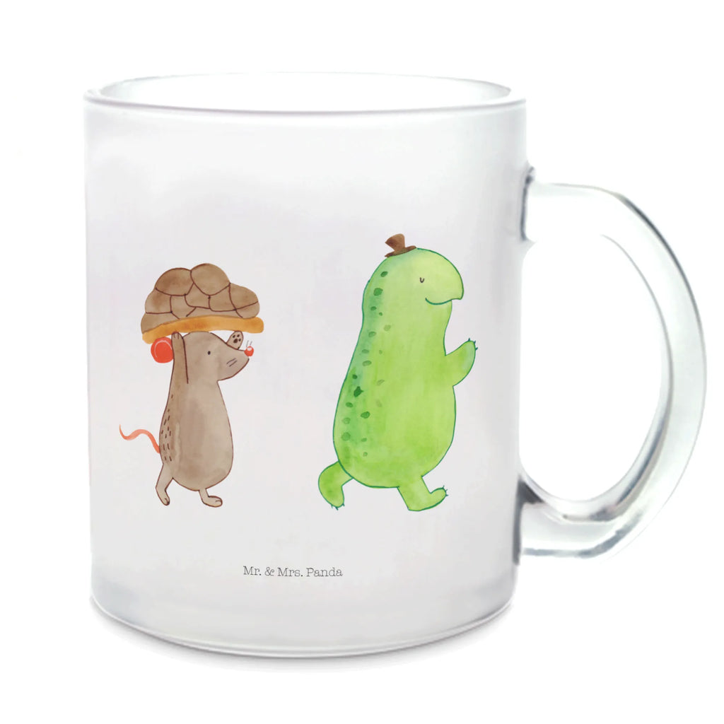 Teetasse Schildkröte & Maus Teetasse, Teeglas, Teebecher, Tasse mit Henkel, Tasse, Glas Teetasse, Teetasse aus Glas, Schildkröte, Maus, Freunde, Freundinnen, beste Freunde, beste Freundinnen