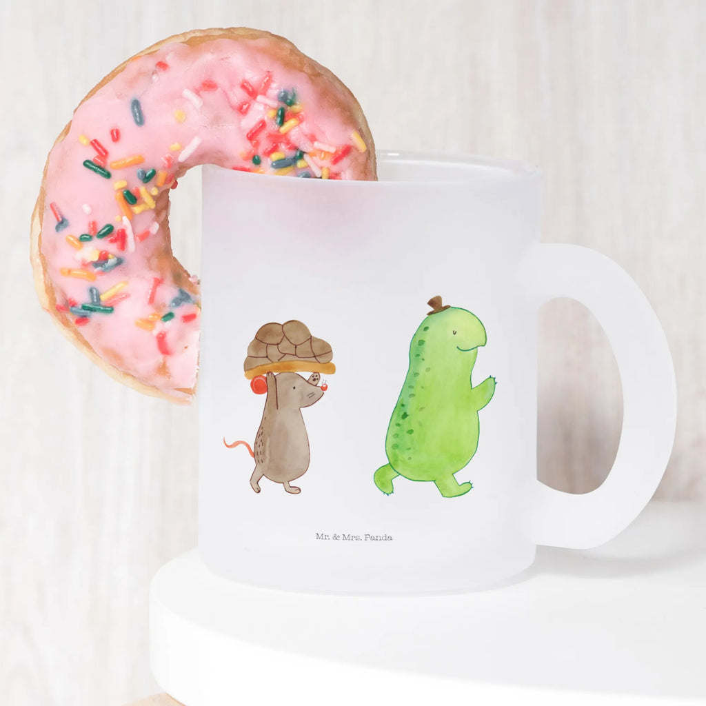 Teetasse Schildkröte & Maus Teetasse, Teeglas, Teebecher, Tasse mit Henkel, Tasse, Glas Teetasse, Teetasse aus Glas, Schildkröte, Maus, Freunde, Freundinnen, beste Freunde, beste Freundinnen