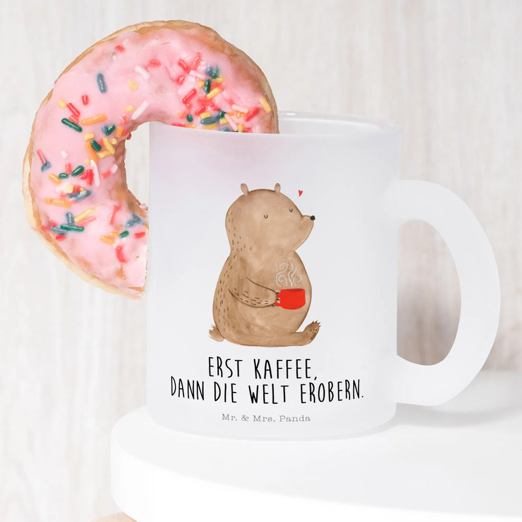 Teetasse Bär Kaffee Teetasse, Teeglas, Teebecher, Tasse mit Henkel, Tasse, Glas Teetasse, Teetasse aus Glas, Bär, Teddy, Teddybär, Kaffee, Coffee, Bären, guten Morgen, Morgenroutine, Welt erobern, Welt retten, Motivation