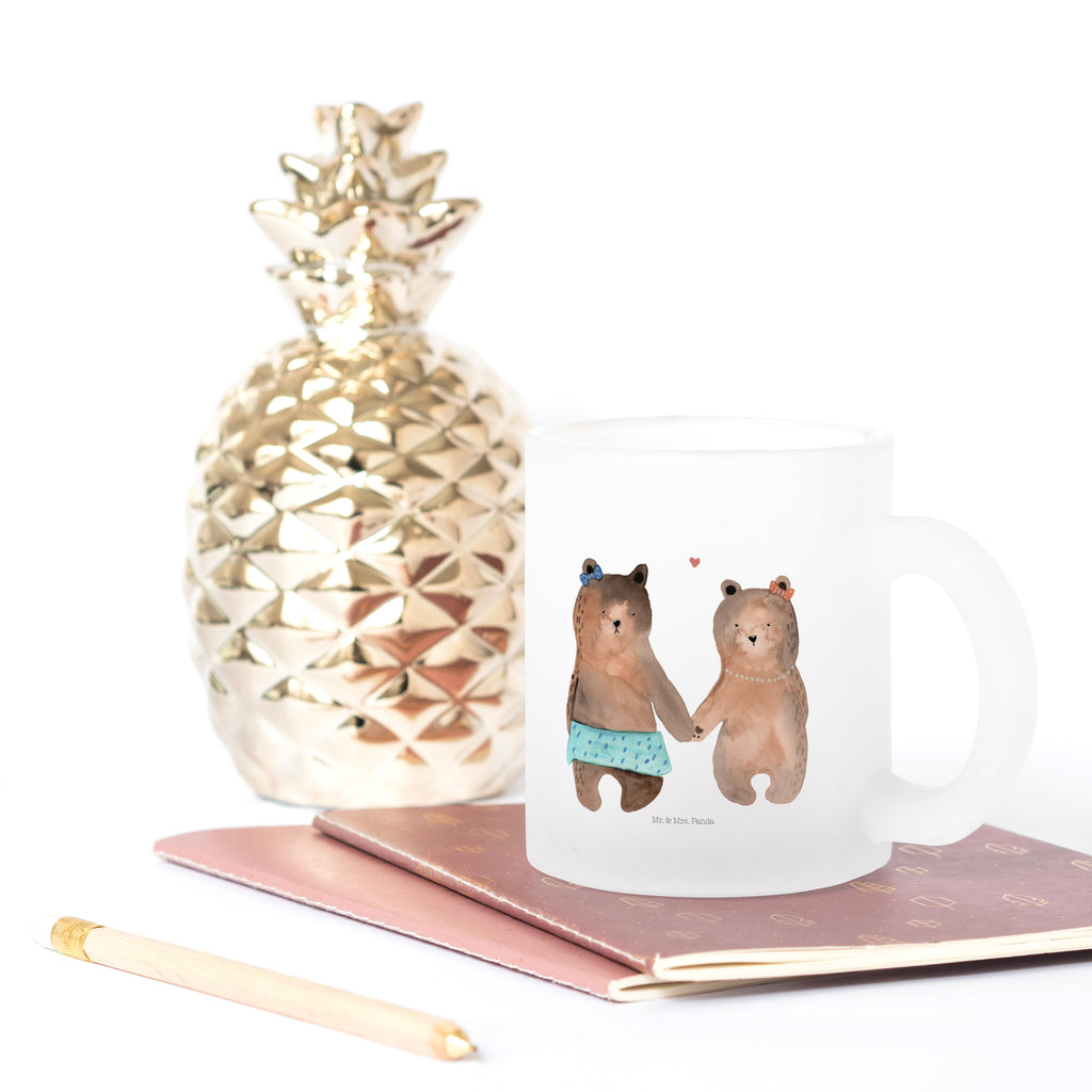 Teetasse Bär Freundin Teetasse, Teeglas, Teebecher, Tasse mit Henkel, Tasse, Glas Teetasse, Teetasse aus Glas, Bär, Teddy, Teddybär, Bär Freundin Beste Freund Liebe Liebesbeweis Verliebt Kumpel Kumpeliene