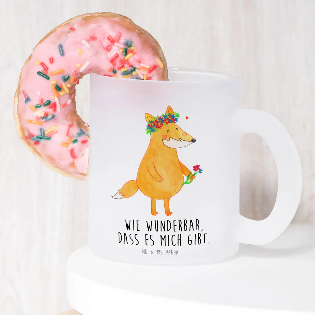 Teetasse Fuchs Blumenliebe Teetasse, Teeglas, Teebecher, Tasse mit Henkel, Tasse, Glas Teetasse, Teetasse aus Glas, Fuchs, Füchse, Fox, Liebe, Freundin, Fuchsmädchen, Blumenmädchen, Freundinnen, Liebesbeweis, Blume, Blumen, Motivation, Freude, ich, mich, Selbstliebe