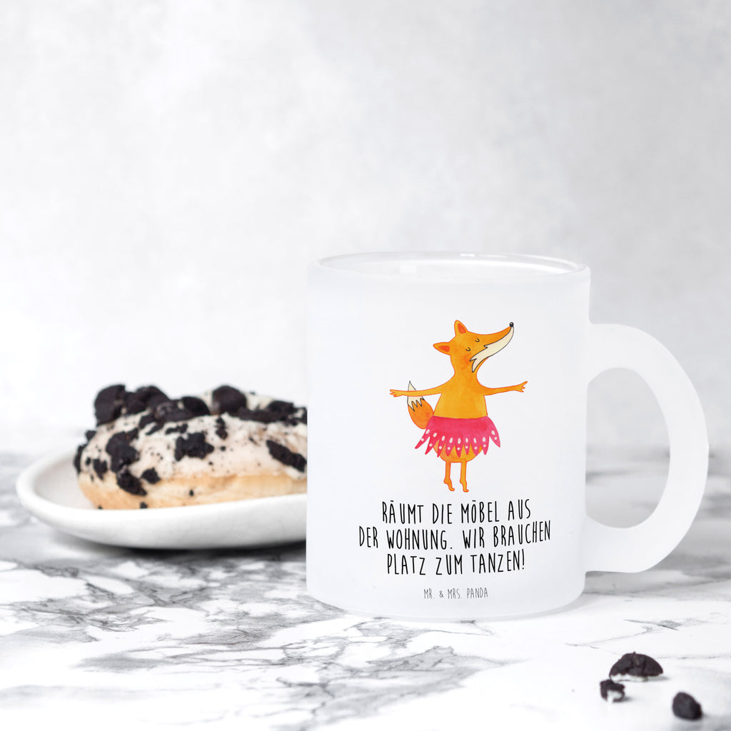 Teetasse Fuchs Ballerina Teetasse, Teeglas, Teebecher, Tasse mit Henkel, Tasse, Glas Teetasse, Teetasse aus Glas, Fuchs, Fuchs Spruch, Füchse, Füchsin, Ballerina, Ballett, Tänzerin, Tanzen, Party, Einladung, Geburtstag