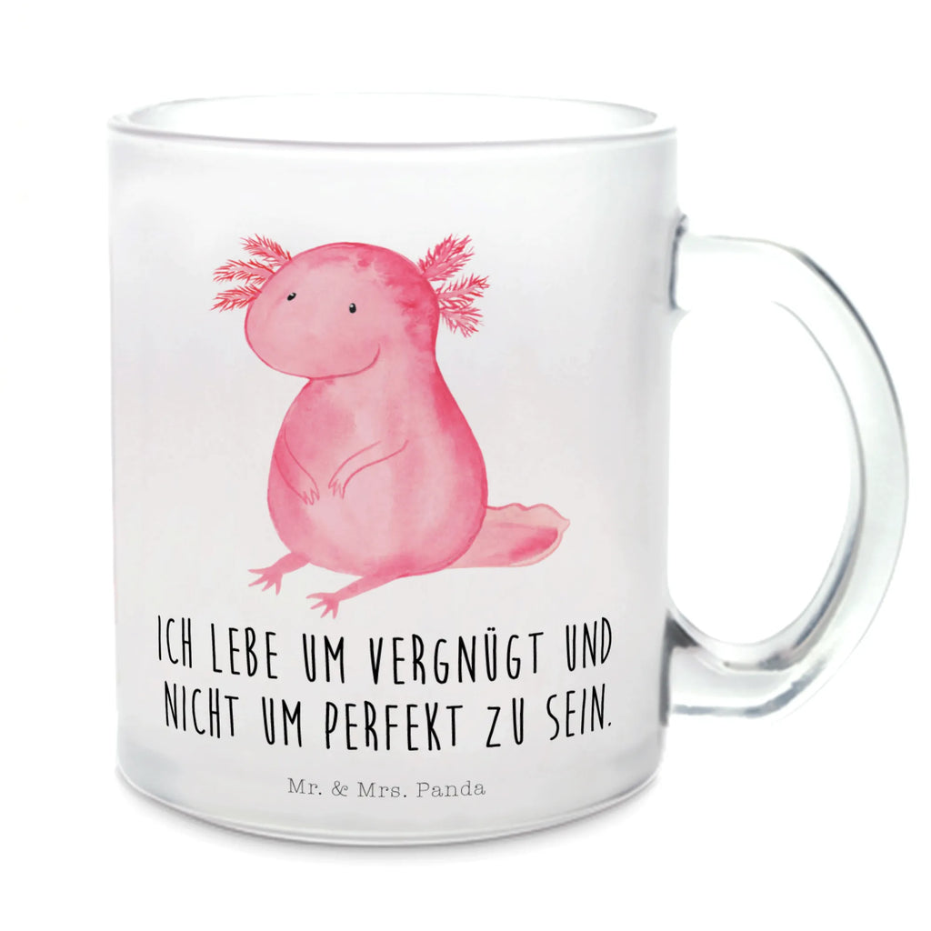 Teetasse Axolotl Teetasse, Teeglas, Teebecher, Tasse mit Henkel, Tasse, Glas Teetasse, Teetasse aus Glas, Axolotl, Molch, Axolot, vergnügt, fröhlich, zufrieden, Lebensstil, Weisheit, Lebensweisheit, Liebe, Freundin