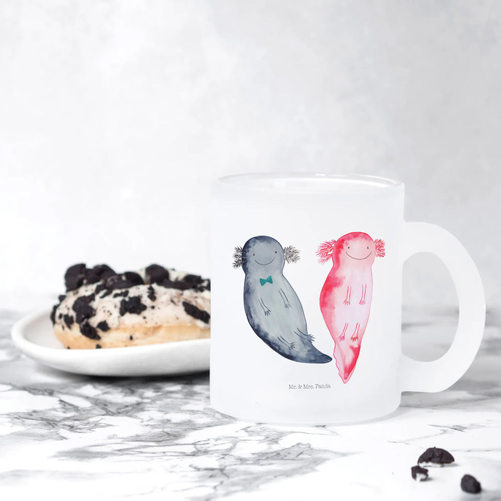 Teetasse Axolotl Axel+Lotte Teetasse, Teeglas, Teebecher, Tasse mit Henkel, Tasse, Glas Teetasse, Teetasse aus Glas, Axolotl, Molch, Axolot, Schwanzlurch, Lurch, Lurche, Liebe, große Liebe, Liebesbeweis, Freund, Verlobter, Ehemann, Jahrestag, Valentinstag