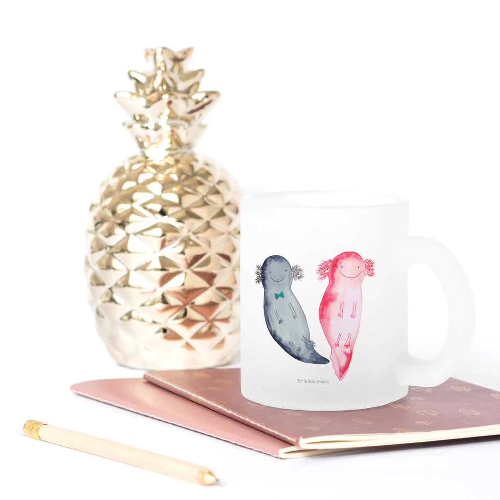 Teetasse Axolotl Axel+Lotte Teetasse, Teeglas, Teebecher, Tasse mit Henkel, Tasse, Glas Teetasse, Teetasse aus Glas, Axolotl, Molch, Axolot, Schwanzlurch, Lurch, Lurche, Liebe, große Liebe, Liebesbeweis, Freund, Verlobter, Ehemann, Jahrestag, Valentinstag