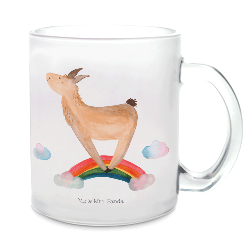 Teetasse Lama Regenbogen Teetasse, Teeglas, Teebecher, Tasse mit Henkel, Tasse, Glas Teetasse, Teetasse aus Glas, Lama, Alpaka, Lamas, Regenbogen, Haters gonna hate, Haters, Selbstständig, Außenseiter, Schule, Abi, Hobby, Wolkenland, Freiheit