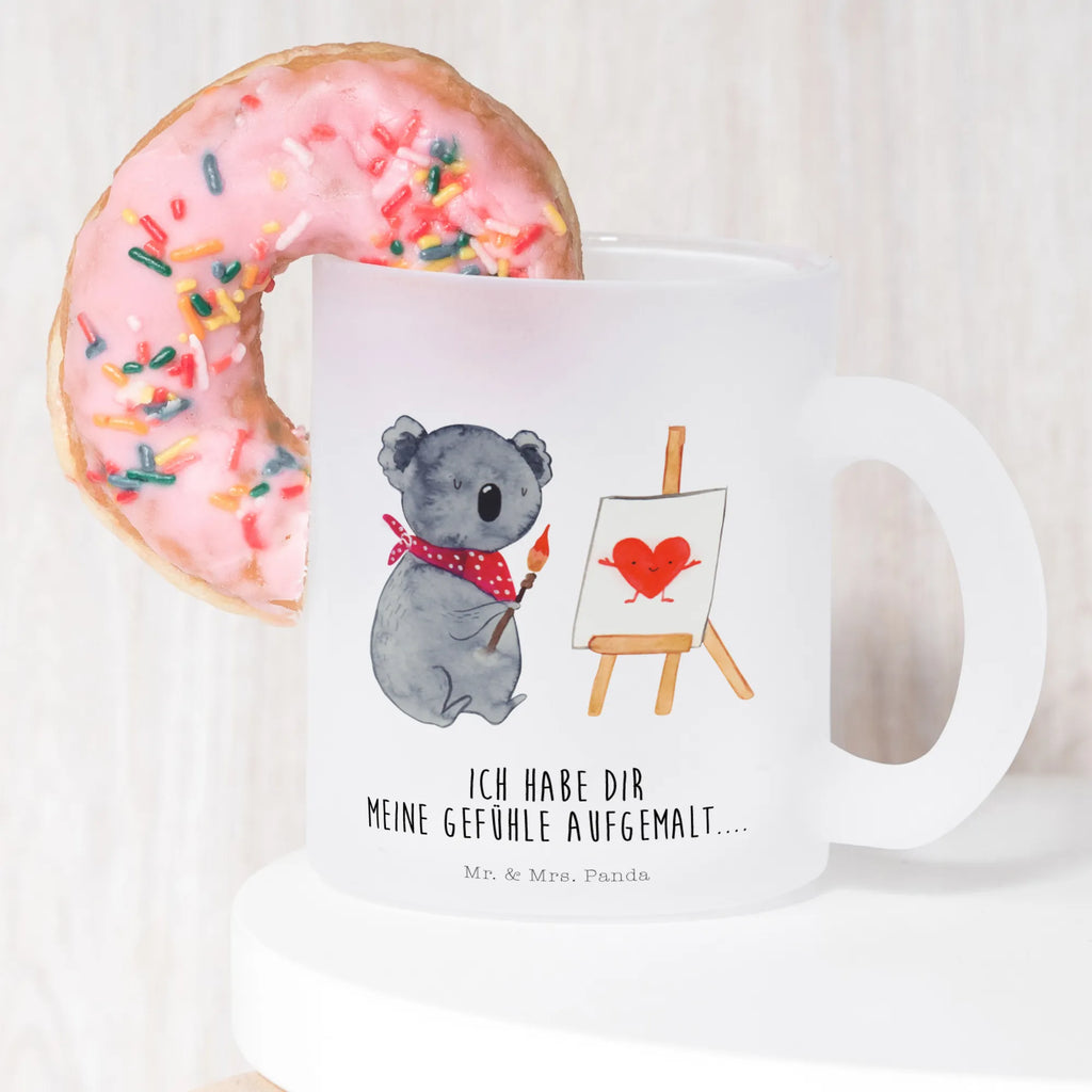 Teetasse Koala Künstler Teetasse, Teeglas, Teebecher, Tasse mit Henkel, Tasse, Glas Teetasse, Teetasse aus Glas, Koala, Koalabär, Liebe, Liebensbeweis, Liebesgeschenk, Gefühle, Künstler, zeichnen