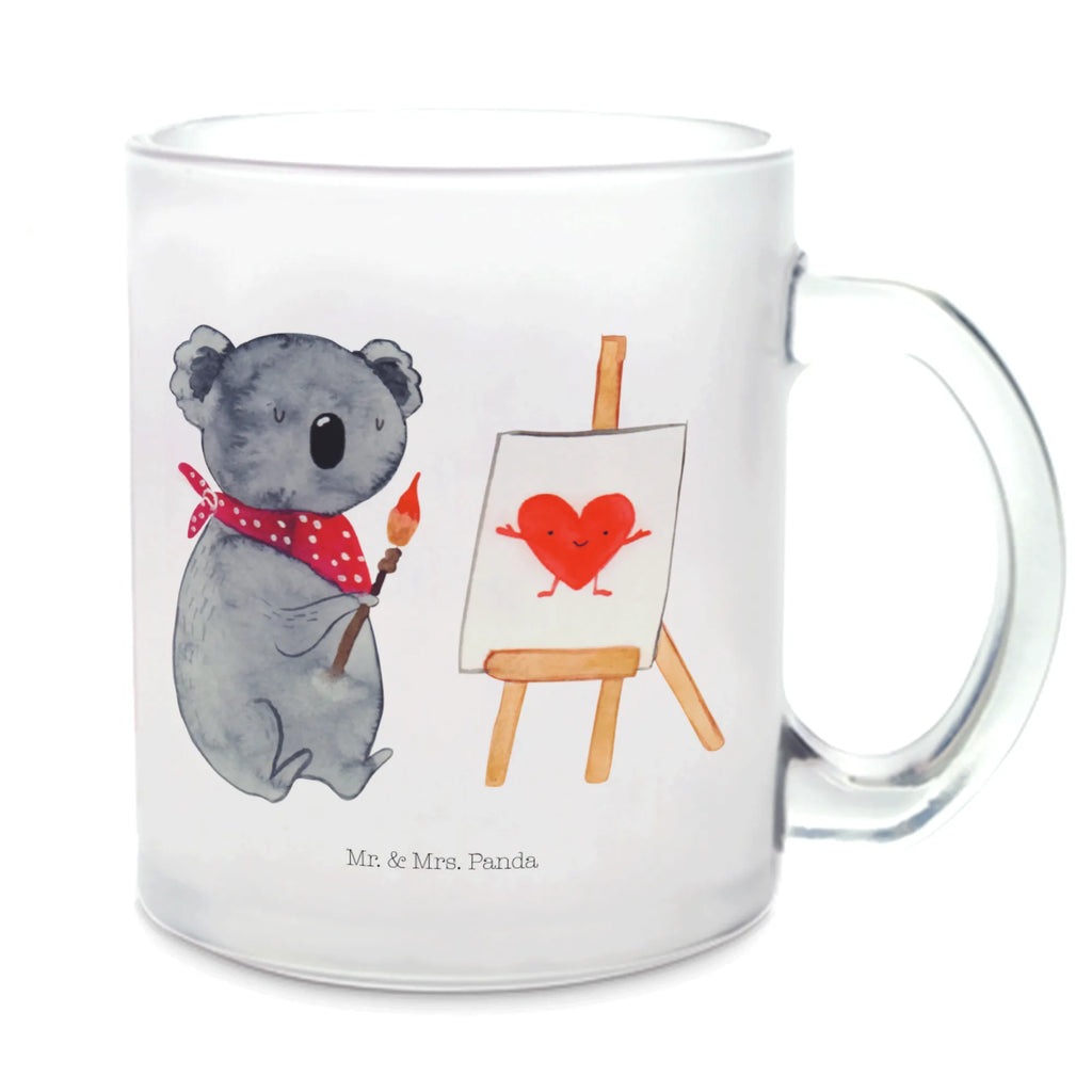 Teetasse Koala Künstler Teetasse, Teeglas, Teebecher, Tasse mit Henkel, Tasse, Glas Teetasse, Teetasse aus Glas, Koala, Koalabär, Liebe, Liebensbeweis, Liebesgeschenk, Gefühle, Künstler, zeichnen