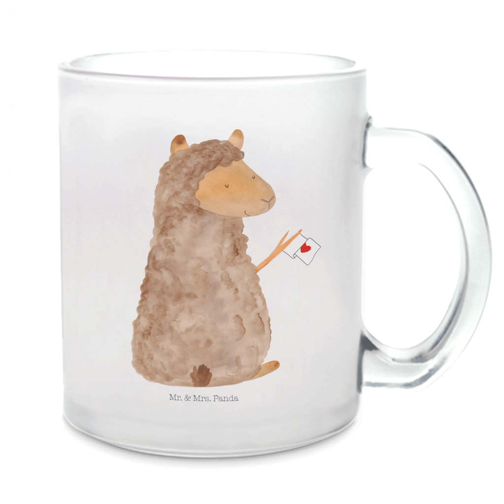 Teetasse Alpaka Fahne Teetasse, Teeglas, Teebecher, Tasse mit Henkel, Tasse, Glas Teetasse, Teetasse aus Glas, Alpaka, Lama, Alpakas, Lamas, Liebe