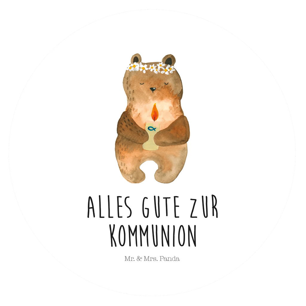 Rund Aufkleber Kommunion-Bär Sticker, Aufkleber, Etikett, Bär, Teddy, Teddybär, Kommunion, Gottes Segen, Taufkerze, katholisch