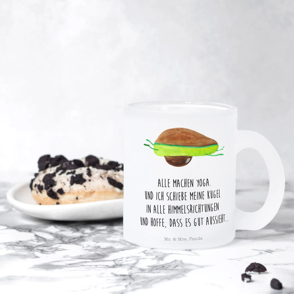 Teetasse Avocado Yoga Teetasse, Teeglas, Teebecher, Tasse mit Henkel, Tasse, Glas Teetasse, Teetasse aus Glas, Avocado, Veggie, Vegan, Gesund, Avocado Yoga Vegan