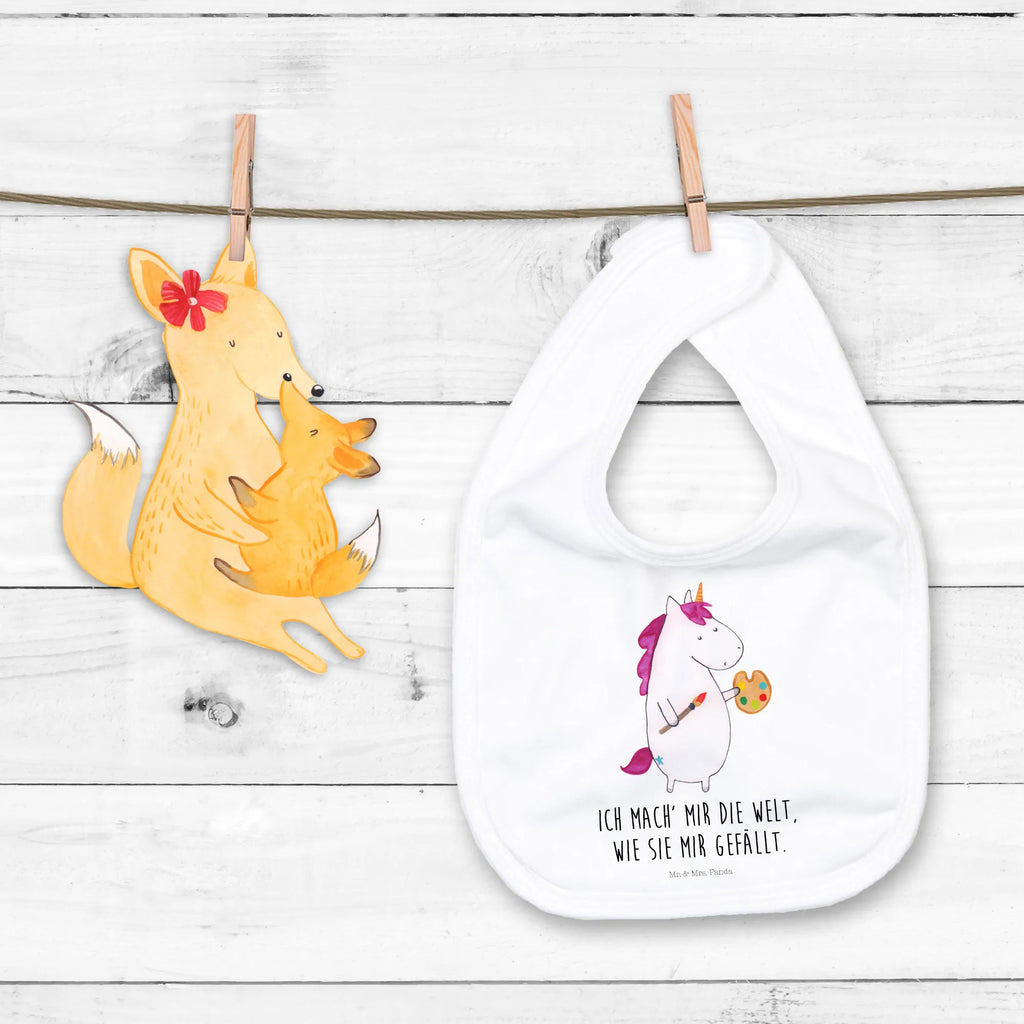 Organic Babylätzchen Einhorn Künstler Baby, Lätzchen, Spucktuch, Sabberlätzchen, Klettlätzchen, Babygeschenk, Baby Lätzchen, Geschenk für Geburt, Geschenk zur Geburt, Baby Spucktuch, Babyausstattung, Geschenkidee für Babyparty, Einhorn, Einhörner, Einhorn Deko, Pegasus, Unicorn, Englisch, Künstler, Artist, Malen, Zeichnen, Welt, Farbe, Stift, Pinsel, Geschenk, Maler