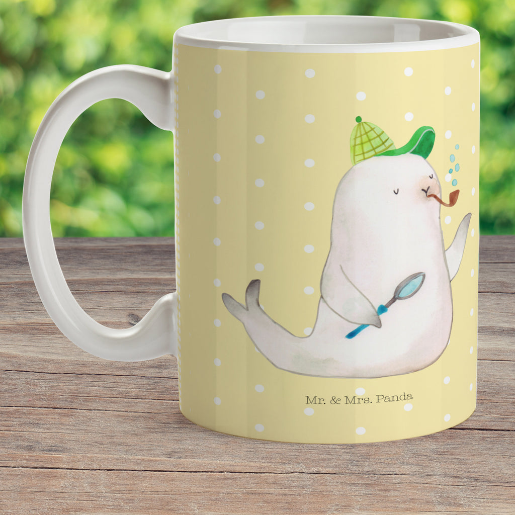 Kindertasse Robbe Sherlock Kindertasse, Kinder Tasse, Kunststoff Tasse, Kindergarten Tasse, Trinkbecher, Camping Becher, Kaffeetasse, Kunststoffbecher, Kindergartenbecher, Outdoorgeschirr, Kunststoffgeschirr, Reisebecher, Reisetasse, Kinderbecher, Bruchfeste Tasse, Bruchsichere Tasse, Plastik Tasse, Plastiktasse, Tiermotive, Gute Laune, lustige Sprüche, Tiere