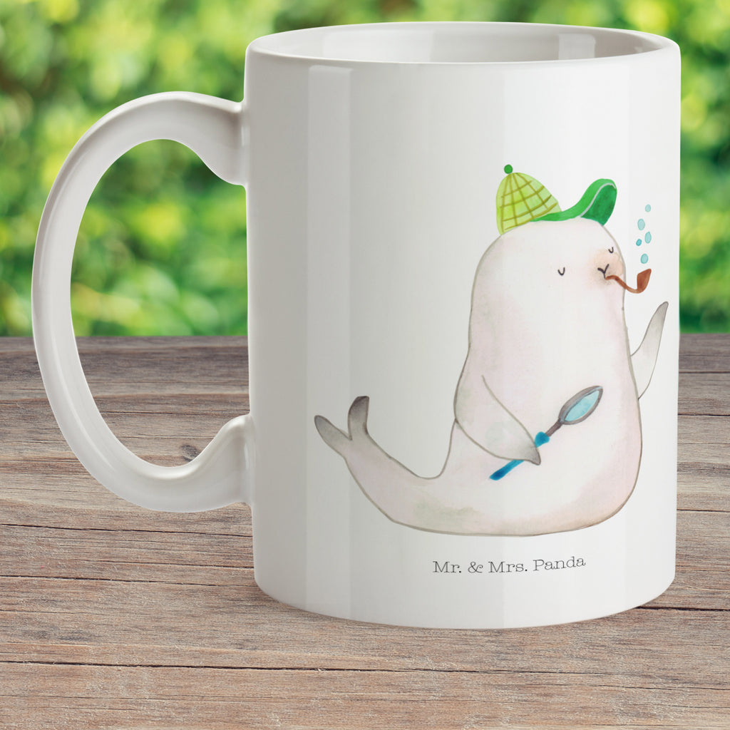 Kindertasse Robbe Sherlock Kindertasse, Kinder Tasse, Kunststoff Tasse, Kindergarten Tasse, Trinkbecher, Camping Becher, Kaffeetasse, Kunststoffbecher, Kindergartenbecher, Outdoorgeschirr, Kunststoffgeschirr, Reisebecher, Reisetasse, Kinderbecher, Bruchfeste Tasse, Bruchsichere Tasse, Plastik Tasse, Plastiktasse, Tiermotive, Gute Laune, lustige Sprüche, Tiere