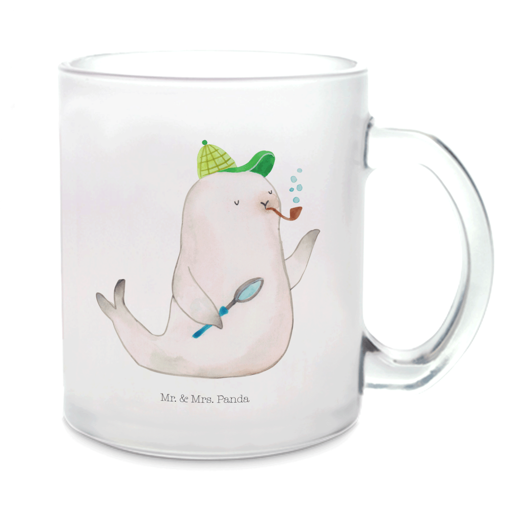 Teetasse Robbe Sherlock Teetasse, Teeglas, Teebecher, Tasse mit Henkel, Tasse, Glas Teetasse, Teetasse aus Glas, Tiermotive, Gute Laune, lustige Sprüche, Tiere