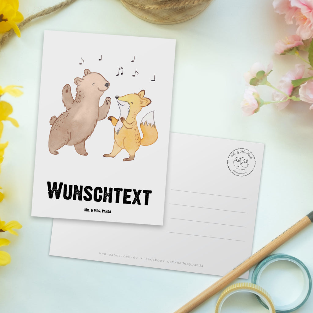 Personalisierte Postkarte Bär & Fuchs Disco Postkarte mit Namen, Postkarte bedrucken, Postkarte mit Wunschtext, Postkarte personalisierbar, Geschenkkarte mit Namen, Grußkarte mit Namen, Karte mit Namen, Einladung mit Namen, Ansichtskarte mit Namen, Geschenkkarte mit Wunschtext, Grußkarte mit Wunschtext, Karte mit Wunschtext, Einladung mit Wunschtext, Ansichtskarte mit Wunschtext, Geschenk, Sport, Sportart, Hobby, Schenken, Danke, Dankeschön, Auszeichnung, Gewinn, Sportler, Disco, Clubs, Tanzen, Feiern, Clubbing, Tanzstimmung, Nachtclub