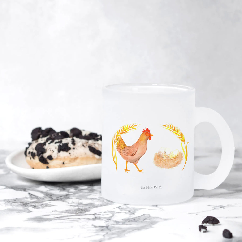 Teetasse Huhn stolz Teetasse, Teeglas, Teebecher, Tasse mit Henkel, Tasse, Glas Teetasse, Teetasse aus Glas, Bauernhof, Hoftiere, Landwirt, Landwirtin, Hahn, Henne, Hühner, Eier, Hof, Landleben, Motivation, Geburt, Magie, Spruch, Schwangerschaft