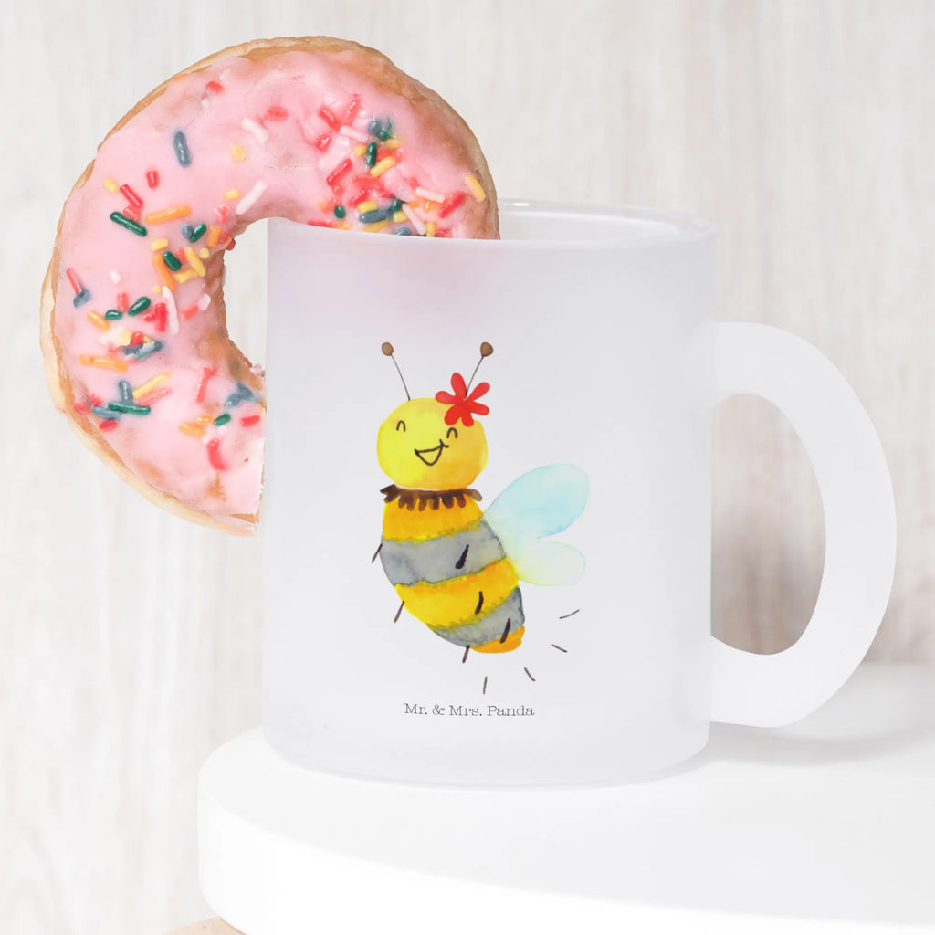 Teetasse Biene Blume Teetasse, Teeglas, Teebecher, Tasse mit Henkel, Tasse, Glas Teetasse, Teetasse aus Glas, Biene, Wespe, Hummel