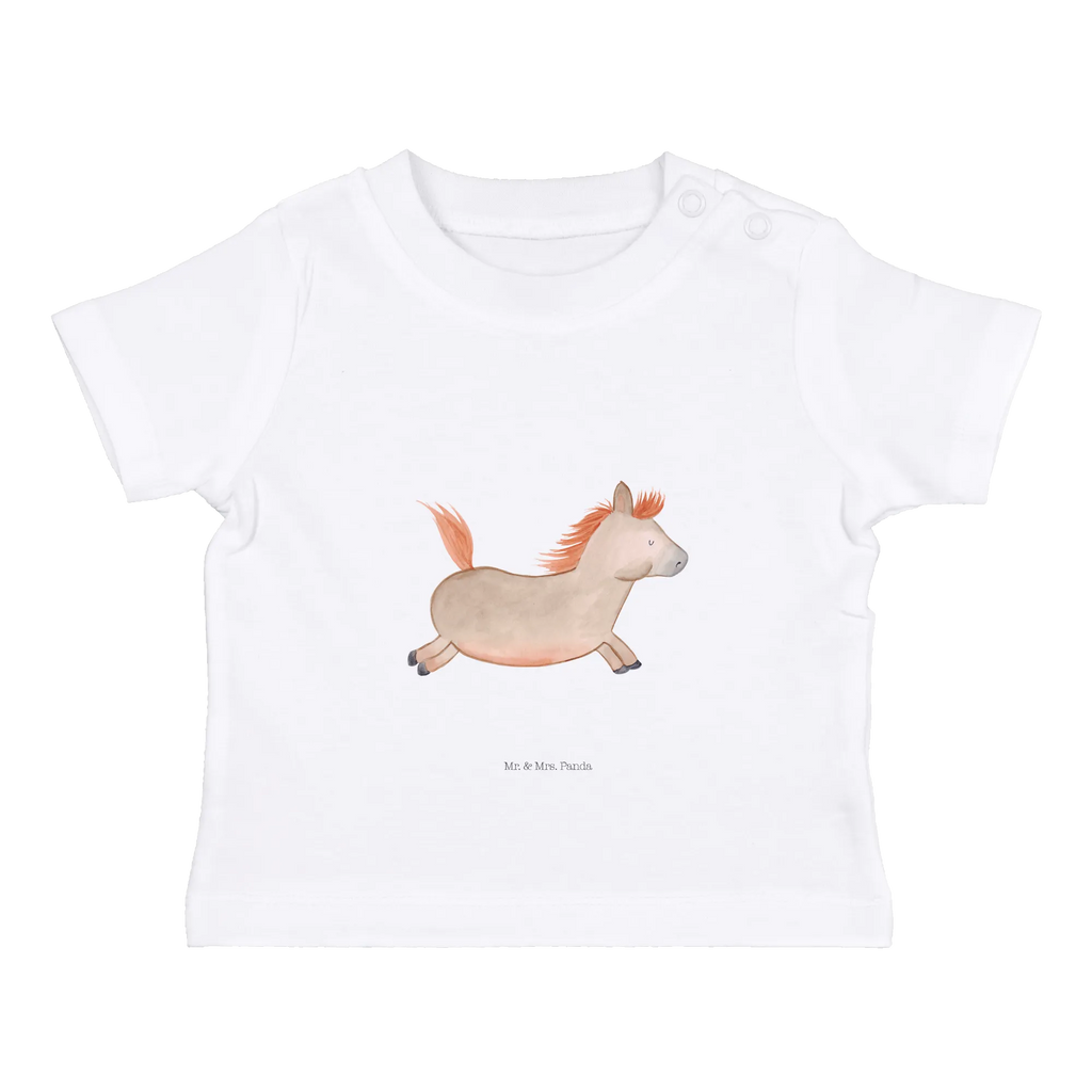 Organic Baby Shirt Pferd Springen Baby T-Shirt, Jungen Baby T-Shirt, Mädchen Baby T-Shirt, Shirt, Bauernhof, Hoftiere, Landwirt, Landwirtin, Pferd, Pony, Pferde, Stall, Pferdestall, ausreiten, reiten, Pferdebesitzer