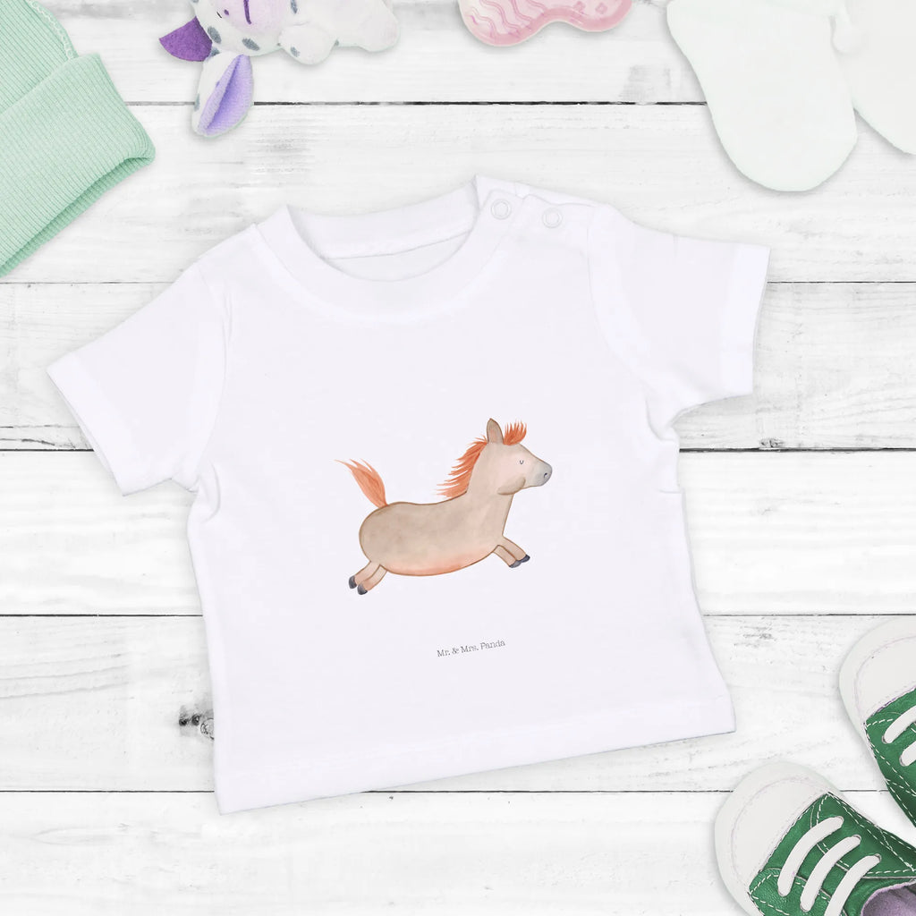 Organic Baby Shirt Pferd Springen Baby T-Shirt, Jungen Baby T-Shirt, Mädchen Baby T-Shirt, Shirt, Bauernhof, Hoftiere, Landwirt, Landwirtin, Pferd, Pony, Pferde, Stall, Pferdestall, ausreiten, reiten, Pferdebesitzer