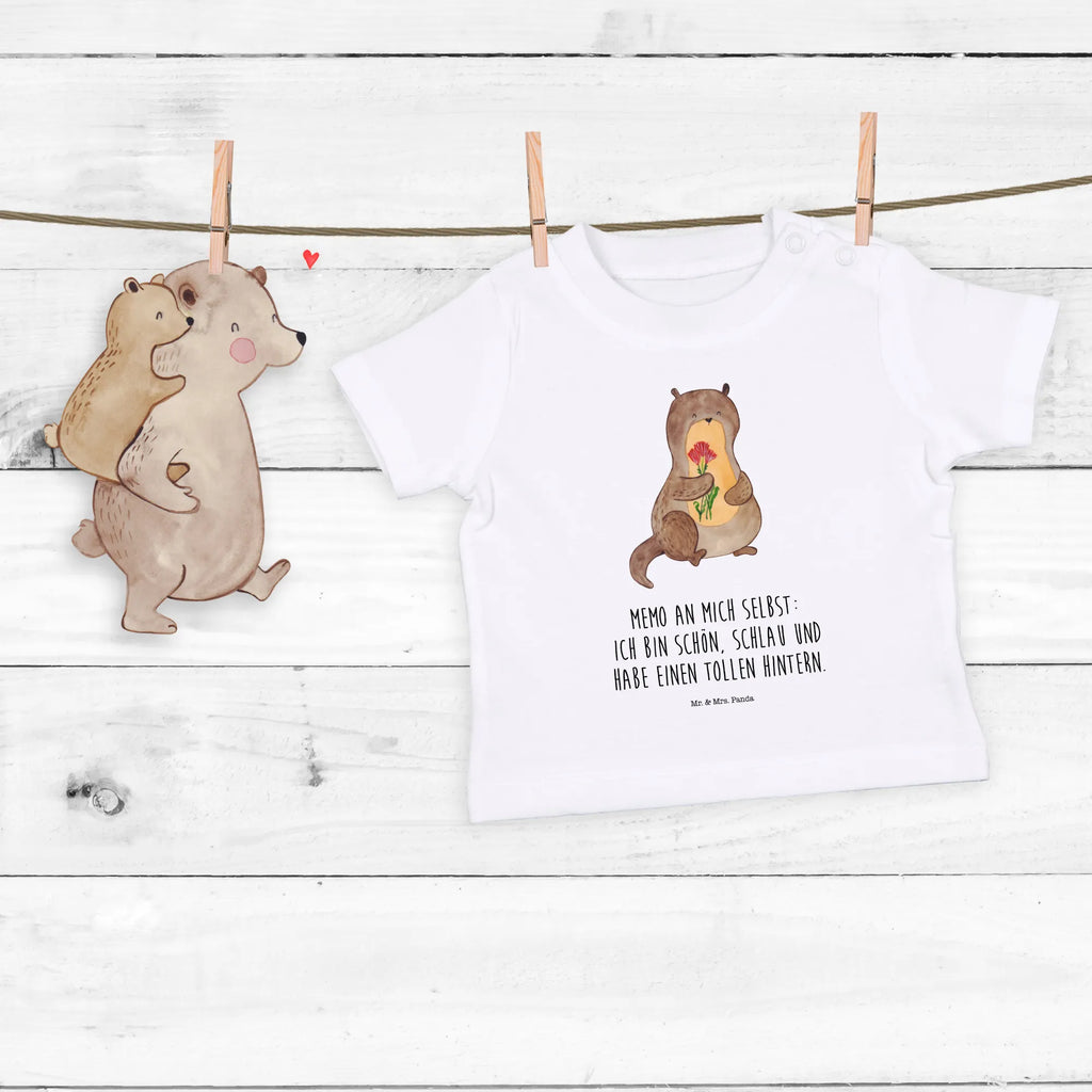 Organic Baby Shirt Otter Blumenstrauß Baby T-Shirt, Jungen Baby T-Shirt, Mädchen Baby T-Shirt, Shirt, Otter, Fischotter, Seeotter, Otter Seeotter See Otter