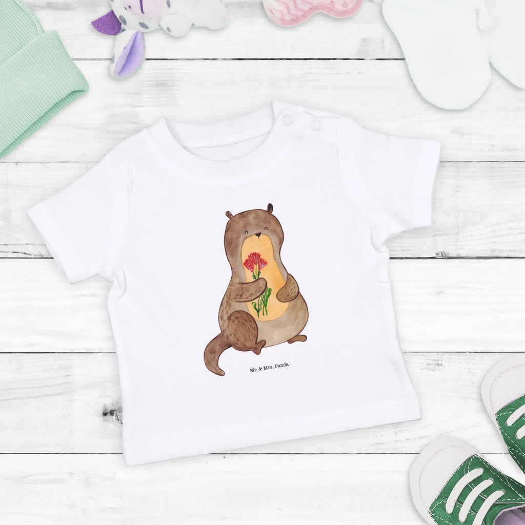 Organic Baby Shirt Otter Blumenstrauß Baby T-Shirt, Jungen Baby T-Shirt, Mädchen Baby T-Shirt, Shirt, Otter, Fischotter, Seeotter, Otter Seeotter See Otter