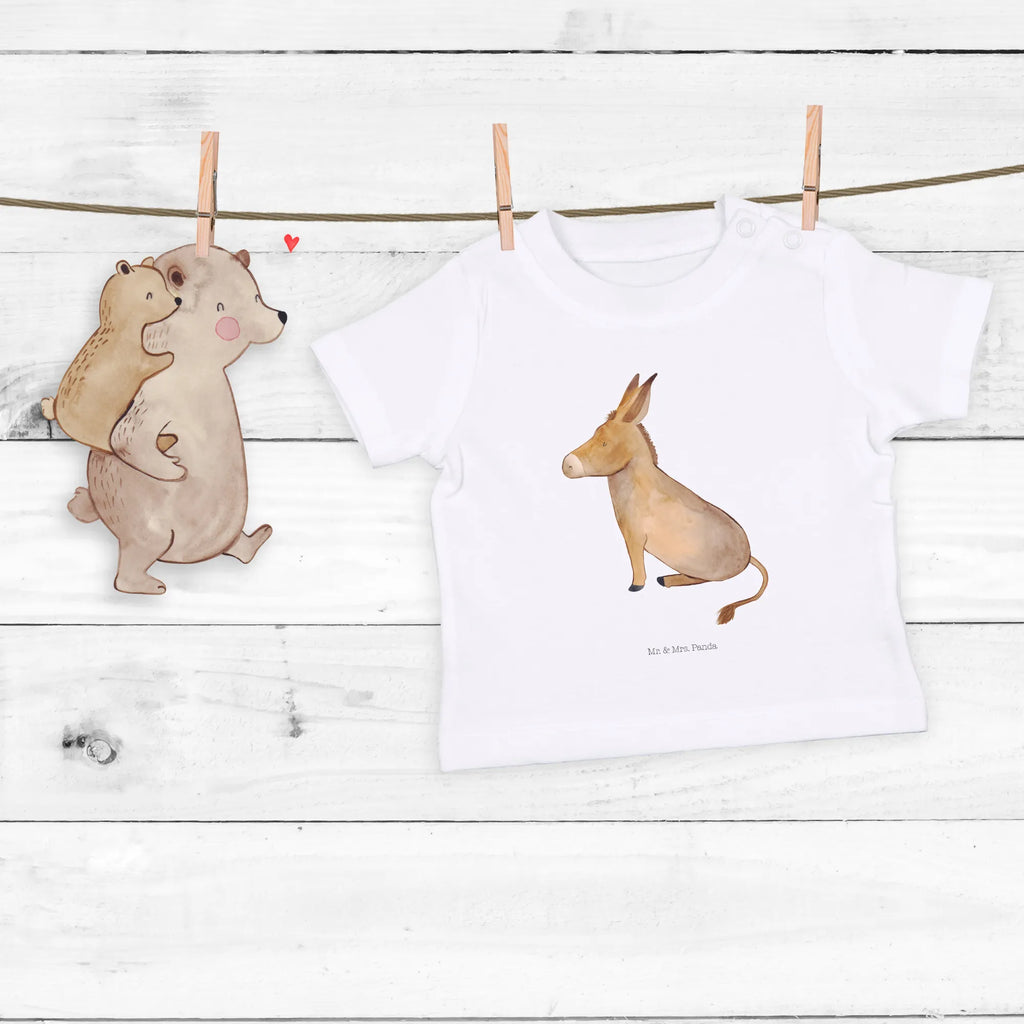 Organic Baby Shirt Esel Baby T-Shirt, Jungen Baby T-Shirt, Mädchen Baby T-Shirt, Shirt, Tiermotive, Gute Laune, lustige Sprüche, Tiere, Esel, Weisheit, Lebensmut, Lebensglück, Ziel, Lebensziel, Mut, erfolg, tapferkeit, positive gedanken, zuversicht