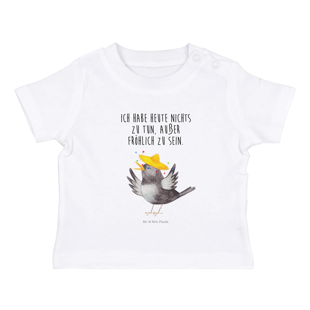 Organic Baby Shirt Rabe Sombrero Baby T-Shirt, Jungen Baby T-Shirt, Mädchen Baby T-Shirt, Shirt, Tiermotive, Gute Laune, lustige Sprüche, Tiere, Rabe, Vogel, Vögel, Spruch positiv, fröhlich sein, glücklich sein, Glück Spruch, froh, Elster, Motivation