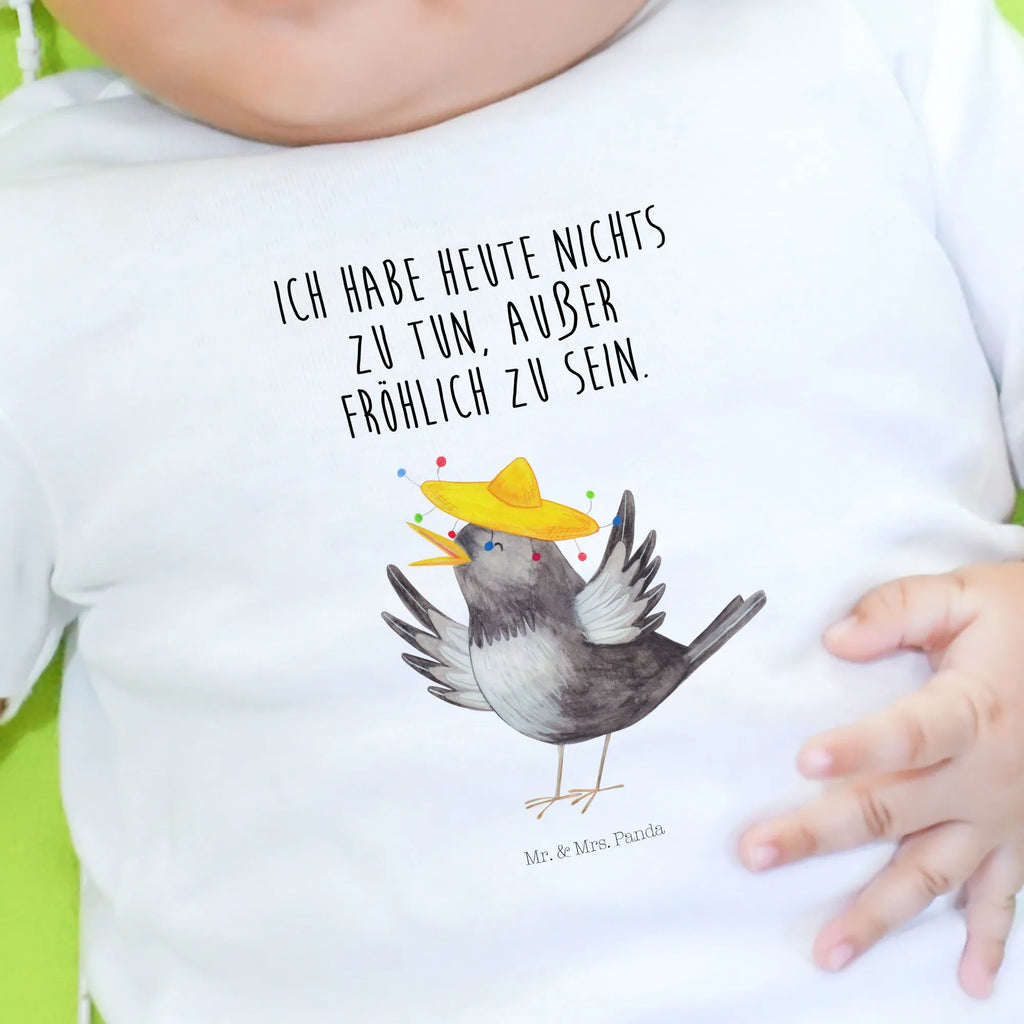 Organic Baby Shirt Rabe Sombrero Baby T-Shirt, Jungen Baby T-Shirt, Mädchen Baby T-Shirt, Shirt, Tiermotive, Gute Laune, lustige Sprüche, Tiere, Rabe, Vogel, Vögel, Spruch positiv, fröhlich sein, glücklich sein, Glück Spruch, froh, Elster, Motivation