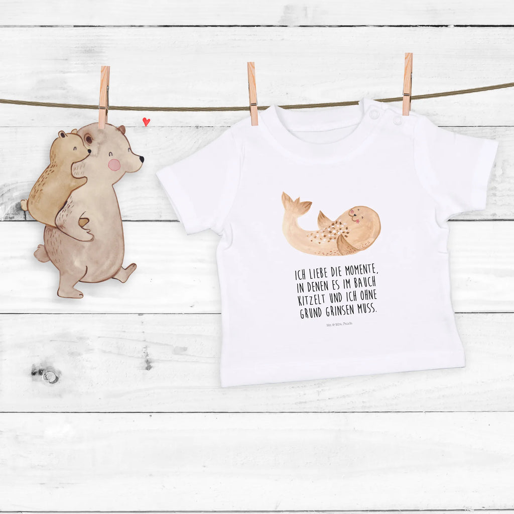 Organic Baby Shirt Robbe Liegen Baby T-Shirt, Jungen Baby T-Shirt, Mädchen Baby T-Shirt, Shirt, Tiermotive, Gute Laune, lustige Sprüche, Tiere, Robbe, Robben, Seehund, Strand, Meerestier, Ostsee, Nordsee, Lachen, Freude