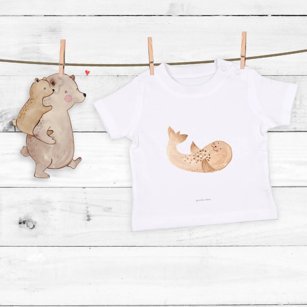 Organic Baby Shirt Robbe Liegen Baby T-Shirt, Jungen Baby T-Shirt, Mädchen Baby T-Shirt, Shirt, Tiermotive, Gute Laune, lustige Sprüche, Tiere, Robbe, Robben, Seehund, Strand, Meerestier, Ostsee, Nordsee, Lachen, Freude