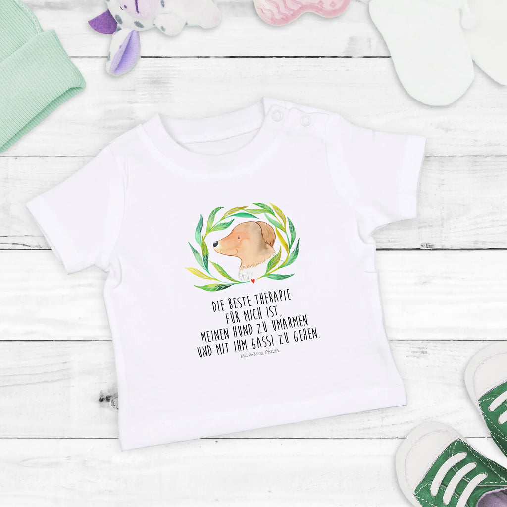 Organic Baby Shirt Hund Blumen Baby T-Shirt, Jungen Baby T-Shirt, Mädchen Baby T-Shirt, Shirt, Hund, Hundemotiv, Haustier, Hunderasse, Tierliebhaber, Hundebesitzer, Sprüche, Ranke, Therapie, Selbsttherapie, Hundeliebe, Hundeglück, Hunde