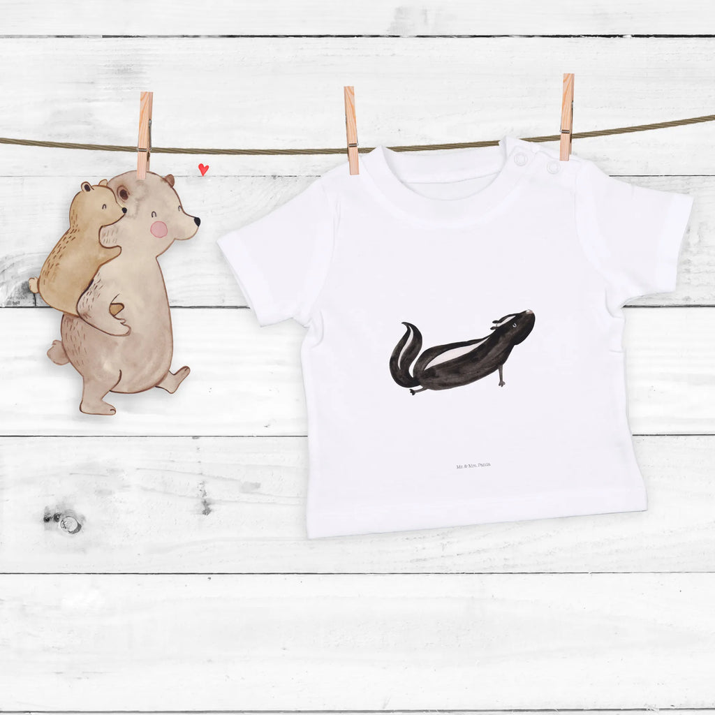 Organic Baby Shirt Stinktier Yoga Baby T-Shirt, Jungen Baby T-Shirt, Mädchen Baby T-Shirt, Shirt, Stinktier, Skunk, Wildtier, Raubtier, Stinker, Stinki, Yoga, Namaste, Lebe, Liebe, Lache