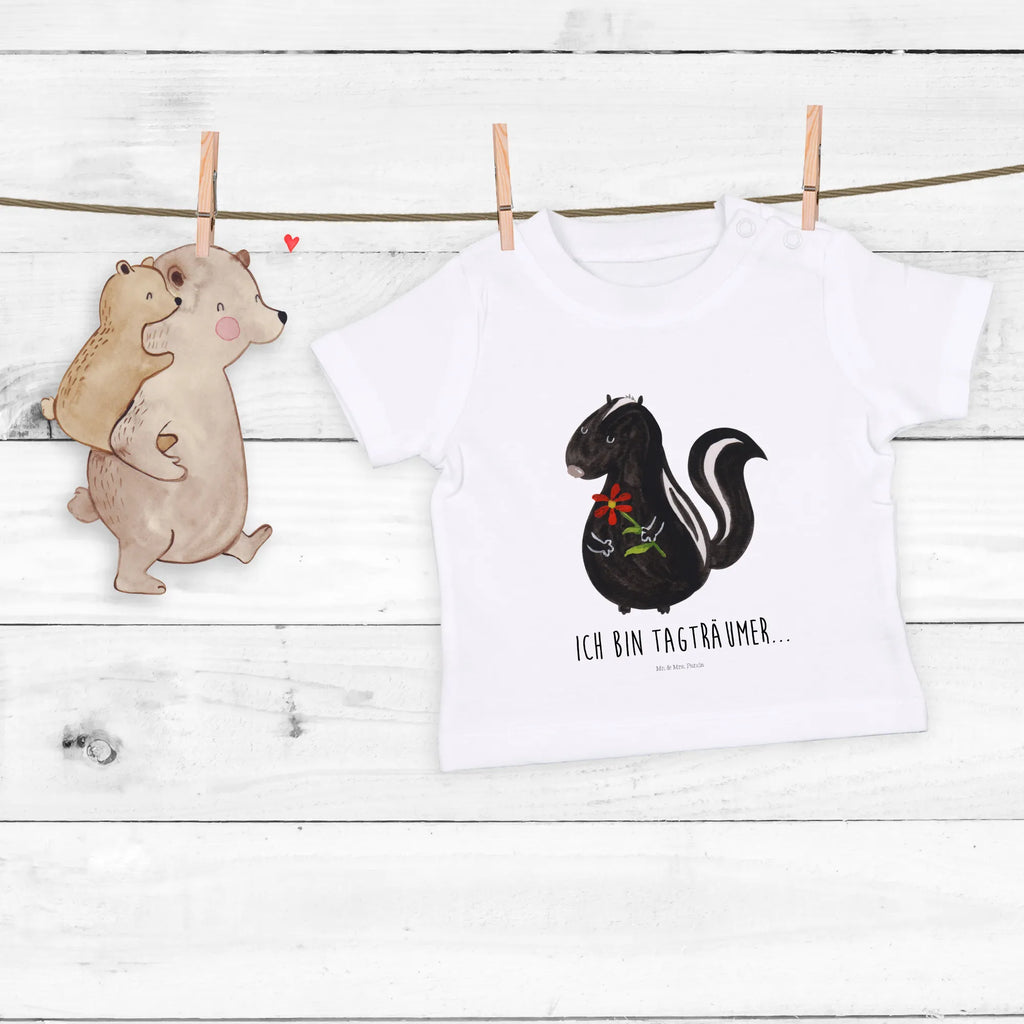 Organic Baby Shirt Stinktier Blume Baby T-Shirt, Jungen Baby T-Shirt, Mädchen Baby T-Shirt, Shirt, Stinktier, Skunk, Wildtier, Raubtier, Stinker, Stinki, Tagträumer, verträumt, Dreams, Träume