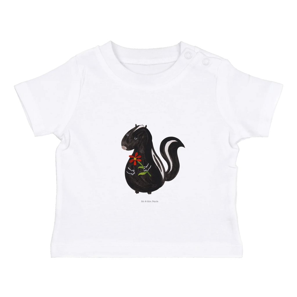 Organic Baby Shirt Stinktier Blume Baby T-Shirt, Jungen Baby T-Shirt, Mädchen Baby T-Shirt, Shirt, Stinktier, Skunk, Wildtier, Raubtier, Stinker, Stinki, Tagträumer, verträumt, Dreams, Träume