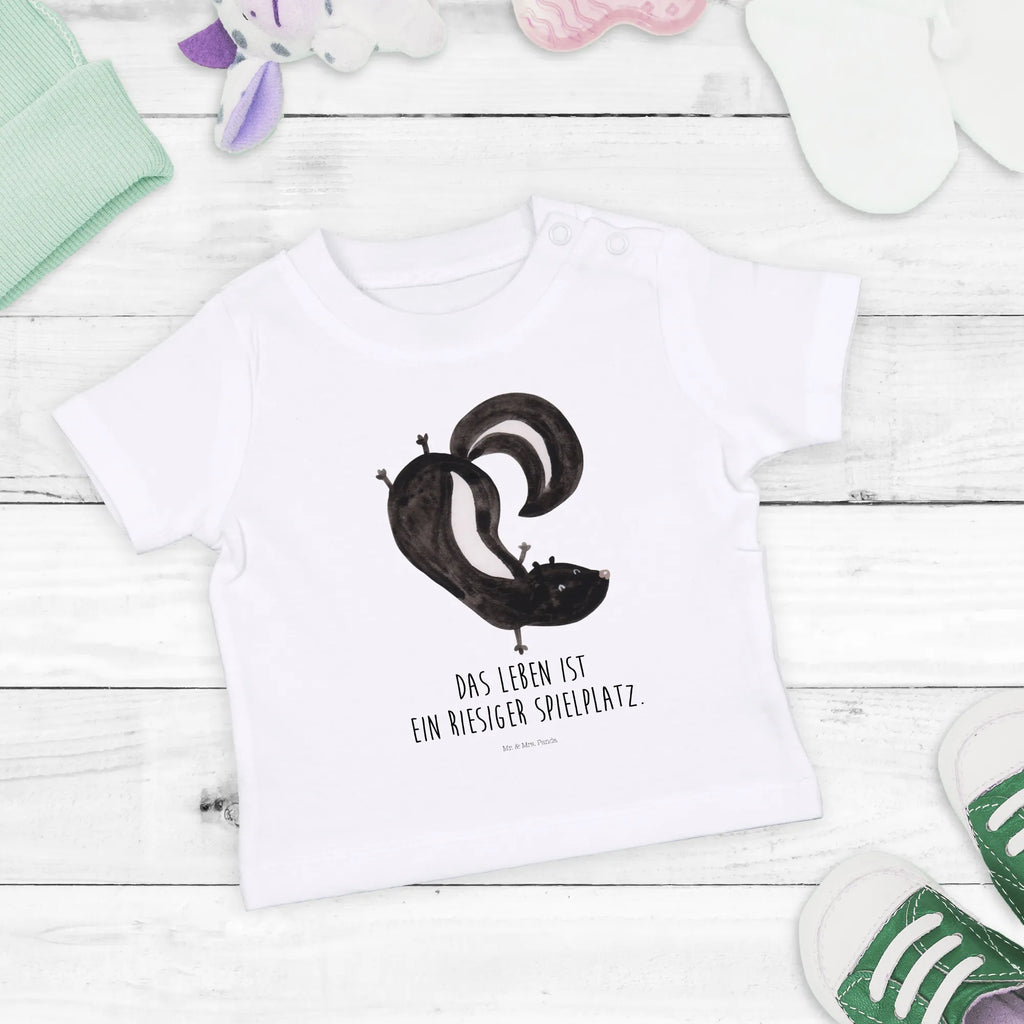 Organic Baby Shirt Stinktier Handstand Baby T-Shirt, Jungen Baby T-Shirt, Mädchen Baby T-Shirt, Shirt, Stinktier, Skunk, Wildtier, Raubtier, Stinker, Stinki, Spielplatz, verpielt, Kind