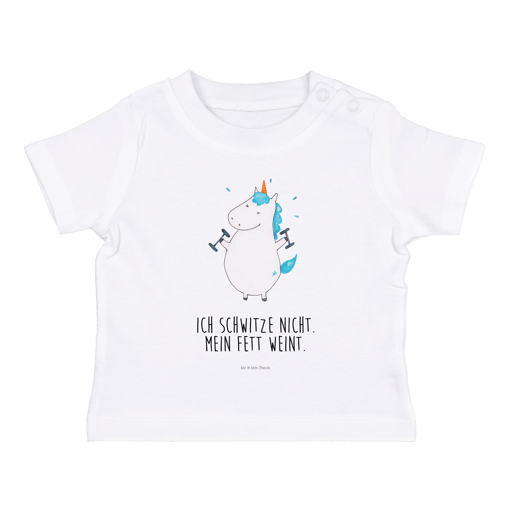 Organic Baby Shirt Einhorn Fitness Baby T-Shirt, Jungen Baby T-Shirt, Mädchen Baby T-Shirt, Shirt, Einhorn, Einhörner, Einhorn Deko, Pegasus, Unicorn, Gym, Fitness, Fitnessstudio, Diät, Abnehmen, Sport, Pumpen, Geräte, Sixpack