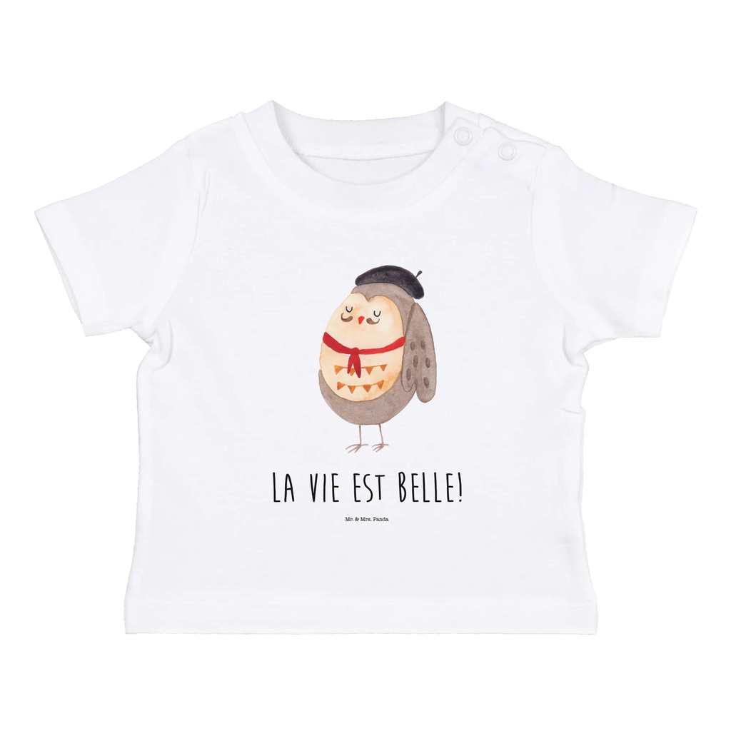 Organic Baby Shirt Eule Frankreich Baby T-Shirt, Jungen Baby T-Shirt, Mädchen Baby T-Shirt, Shirt, Eule, Eulen, Eule Deko, Owl, hibou, La vie est belle, das Leben ist schön, Spruch schön, Spruch Französisch, Frankreich