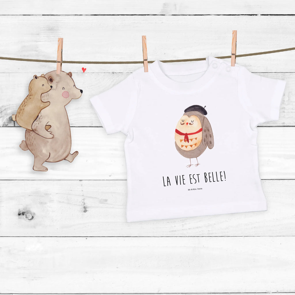 Organic Baby Shirt Eule Frankreich Baby T-Shirt, Jungen Baby T-Shirt, Mädchen Baby T-Shirt, Shirt, Eule, Eulen, Eule Deko, Owl, hibou, La vie est belle, das Leben ist schön, Spruch schön, Spruch Französisch, Frankreich